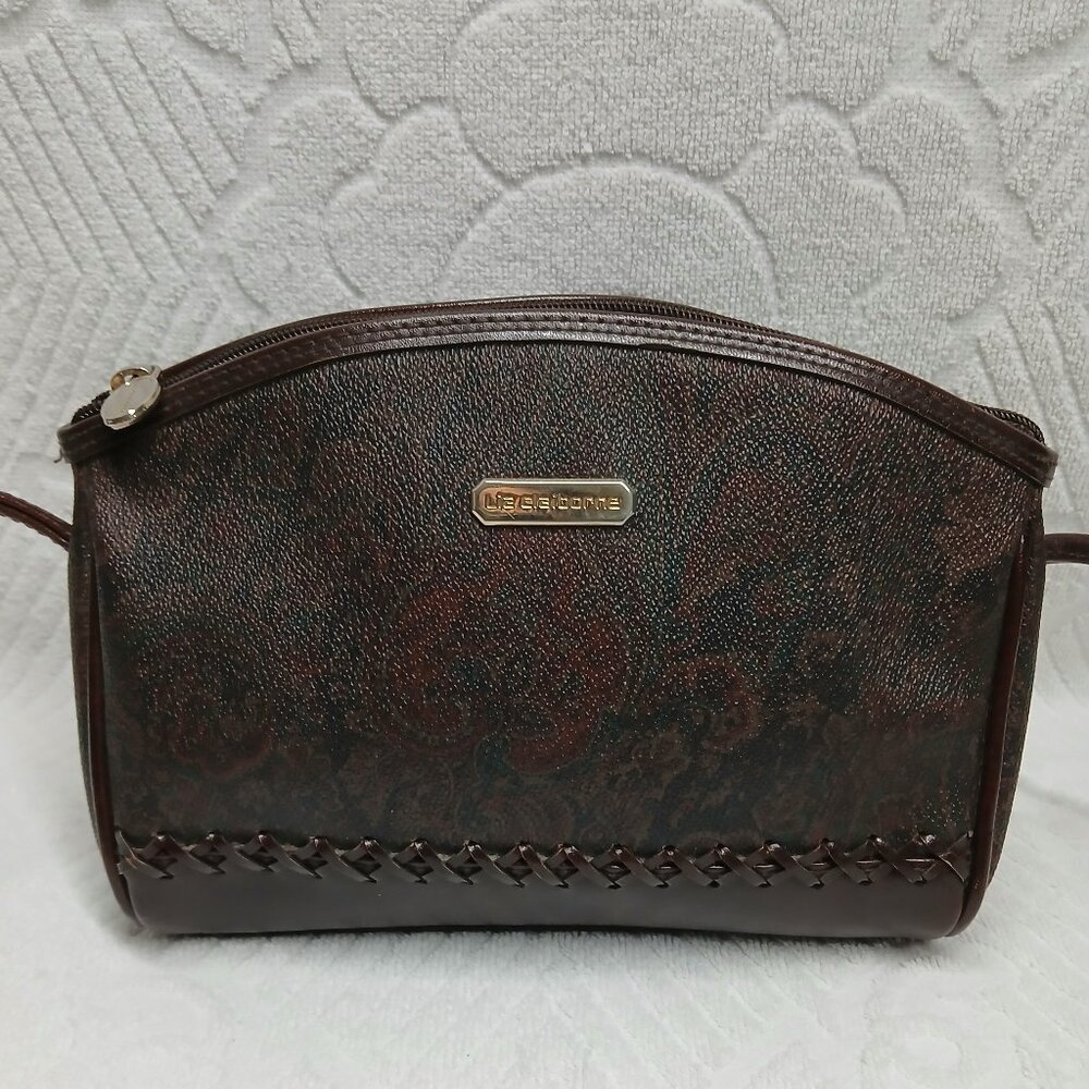 Vintage Liz Claiborne Small Crossbody Bag in Brown Paisley Print -- EUC